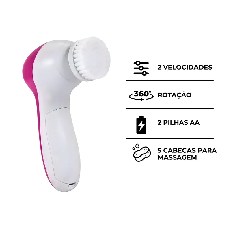 Escova Facial Elétrica 5 em 1 Esfoliante e Massageador