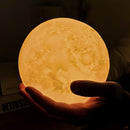 Luminária Lua Cheia 3D Abajur Decorativa com Suporte