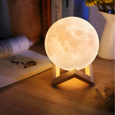 Luminária Lua Cheia 3D Abajur Decorativa com Suporte