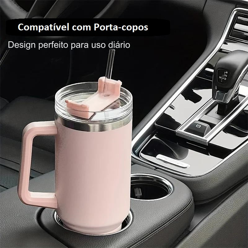 Copo Térmico Grande 1200 Ml Canudo (LEVE 2 PAGUE 1)